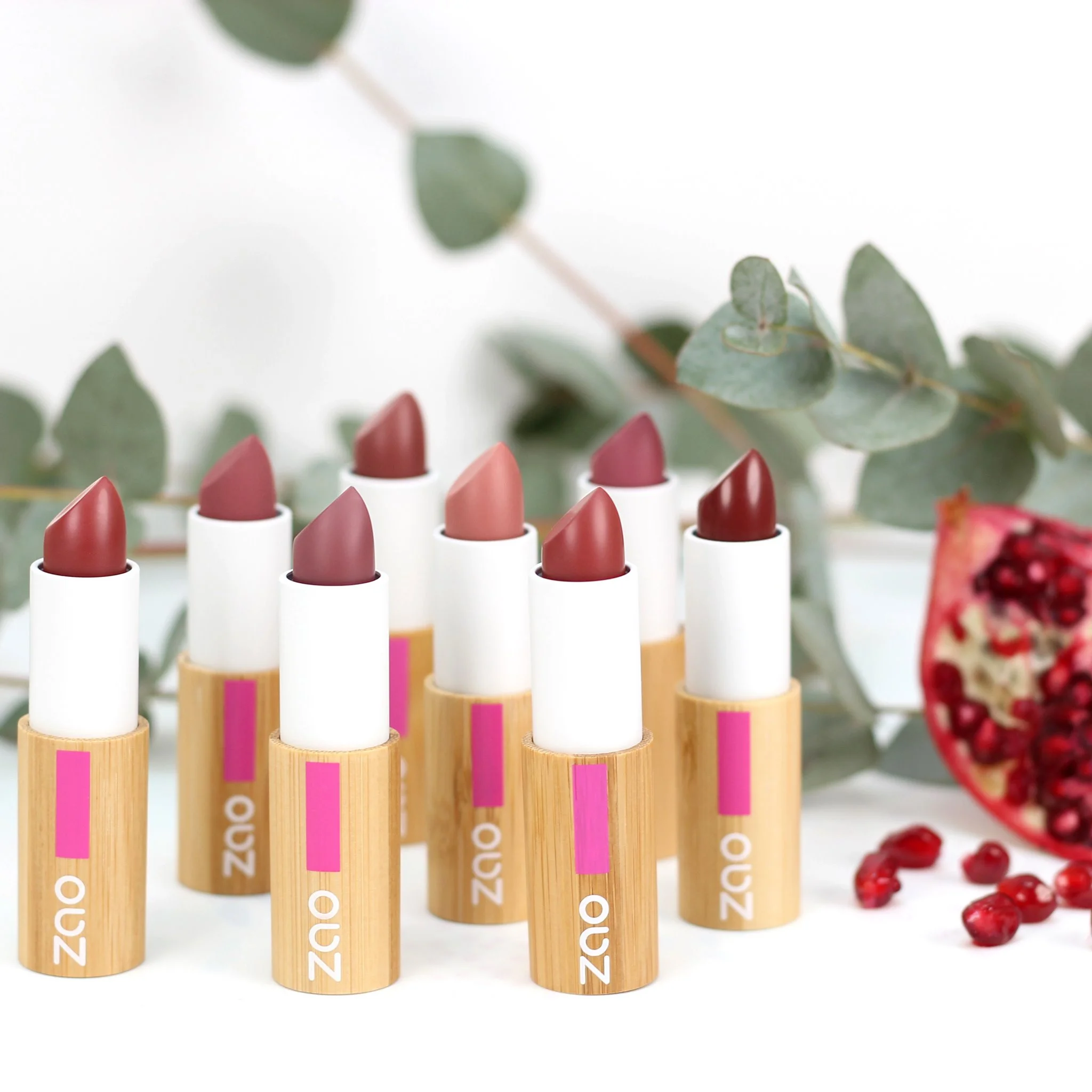 zao cocoon lipstick colours in bamboo