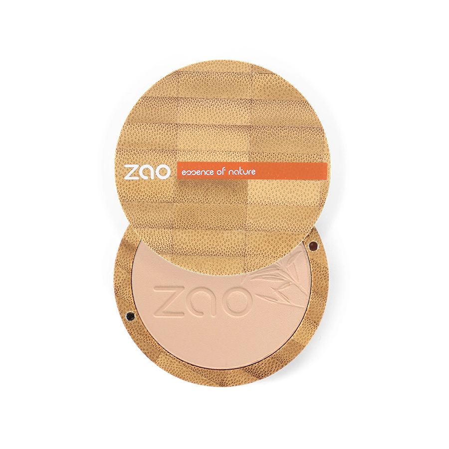 zao compact powder pink beige in bamboo case